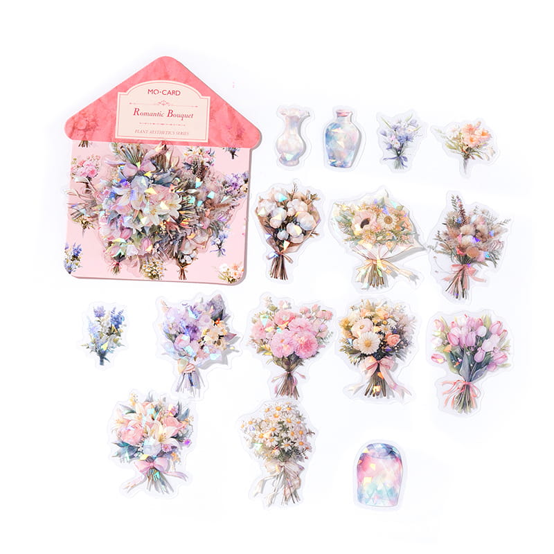 30 Pcs Sparkle PET Sticker Pack of Plant Aesthetics