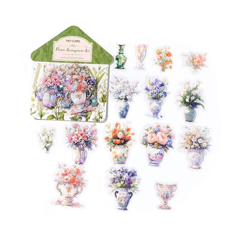 30 Pcs Sparkle PET Sticker Pack of Plant Aesthetics