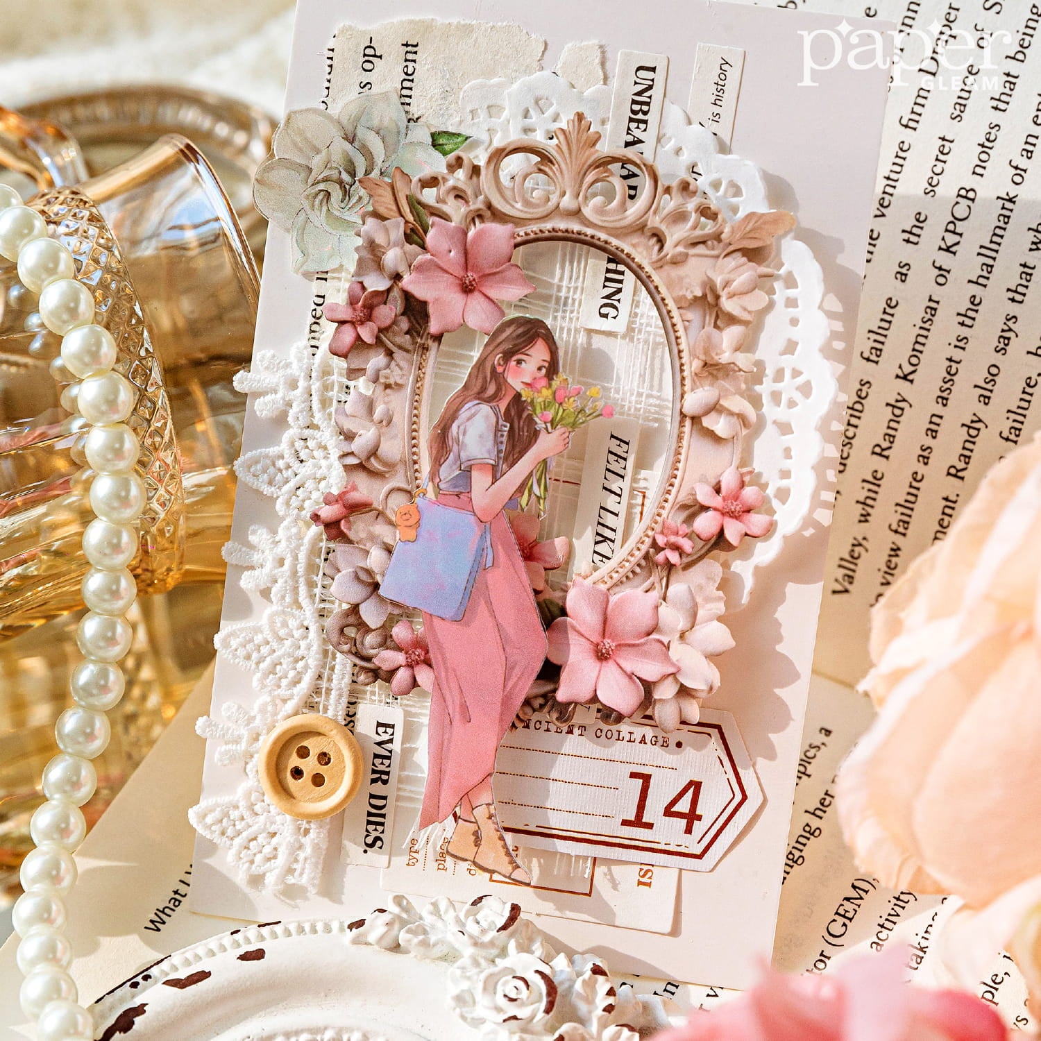 10 Stück Vintage Blumenausschnitt Bordüren Deko-Pack