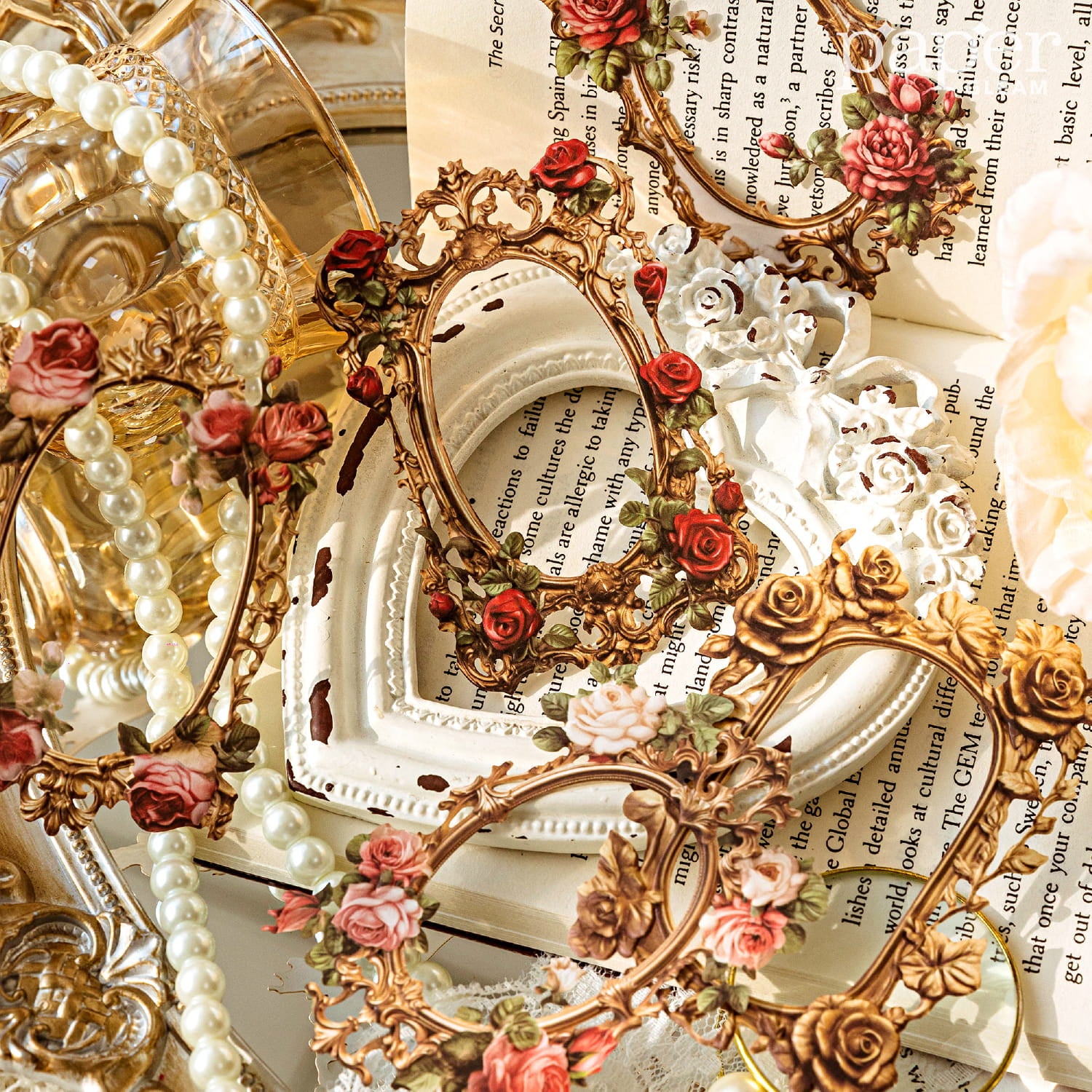 10 Stück Vintage Blumenausschnitt Bordüren Deko-Pack
