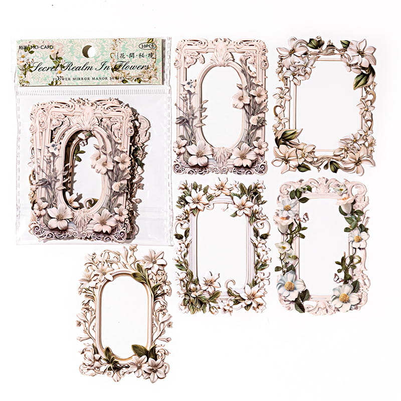 10 Stück Vintage Blumenausschnitt Bordüren Deko-Pack