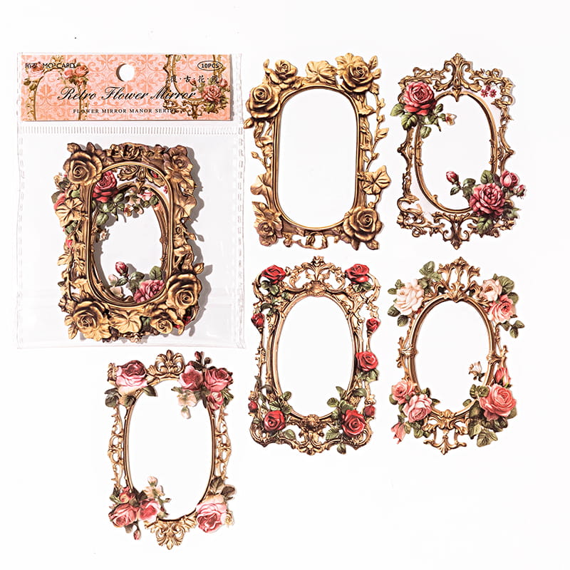 10 Stück Vintage Blumenausschnitt Bordüren Deko-Pack