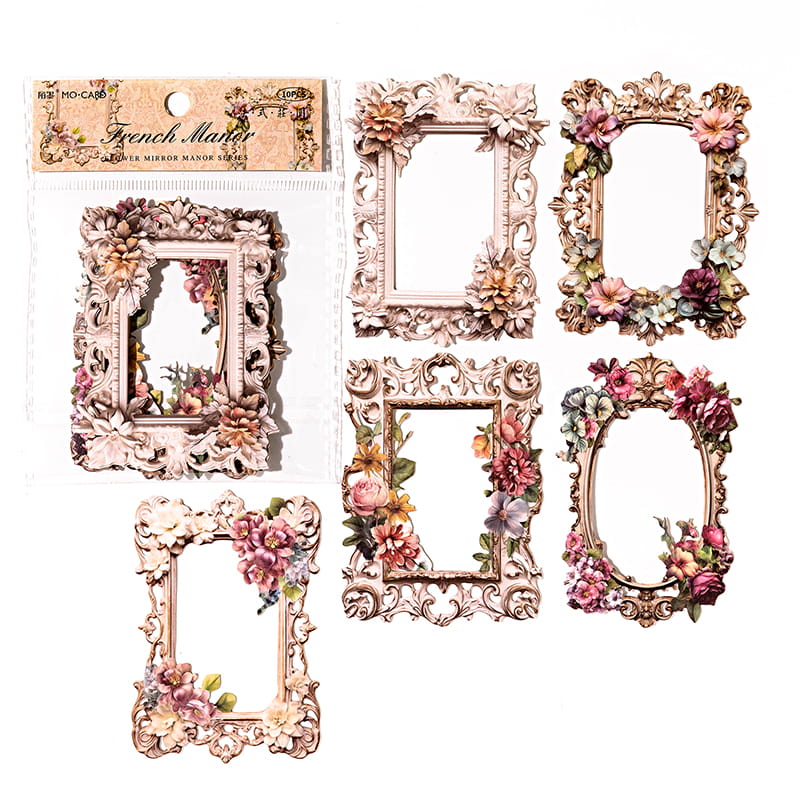 10 Stück Vintage Blumenausschnitt Bordüren Deko-Pack