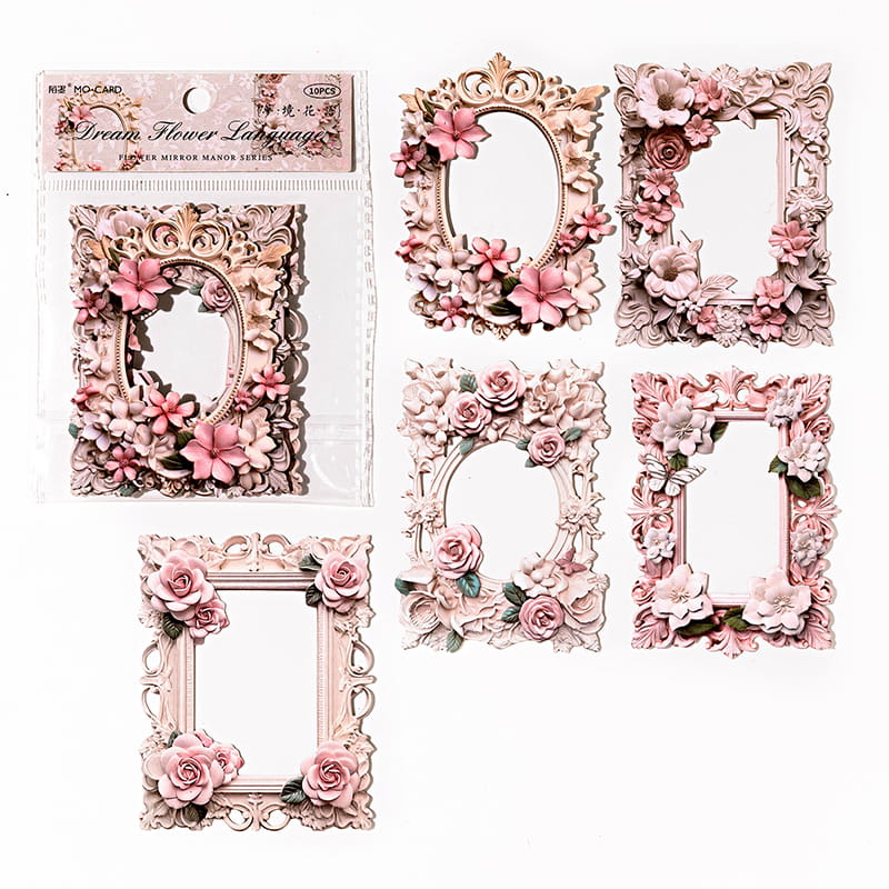 10 Stück Vintage Blumenausschnitt Bordüren Deko-Pack