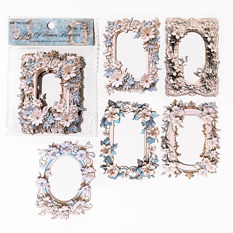10 Stück Vintage Blumenausschnitt Bordüren Deko-Pack