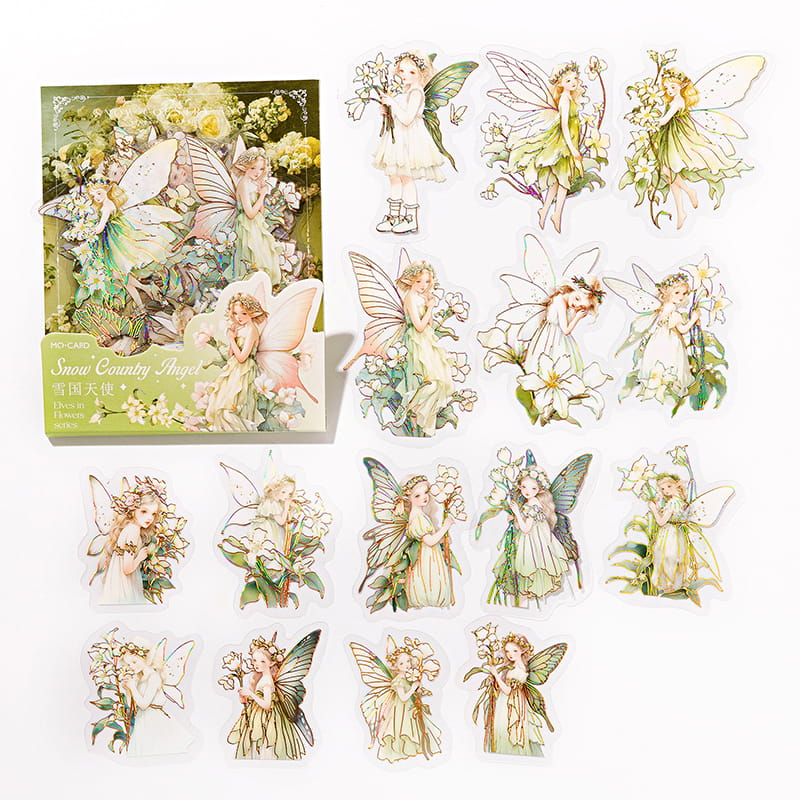 30 Pcs Fairy of the Flower Stamping PET Stickers