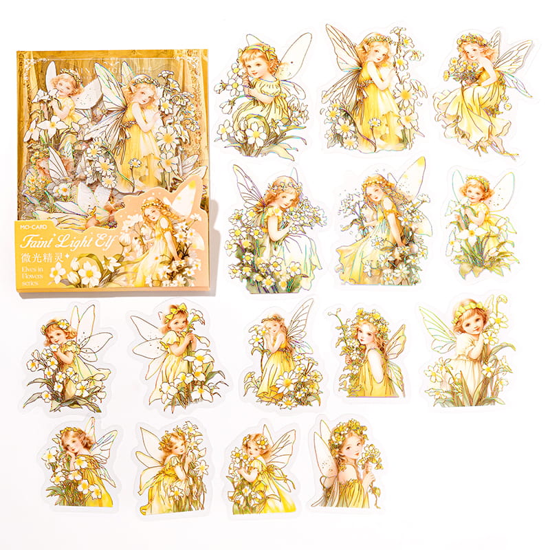 30 Pcs Fairy of the Flower Stamping PET Stickers