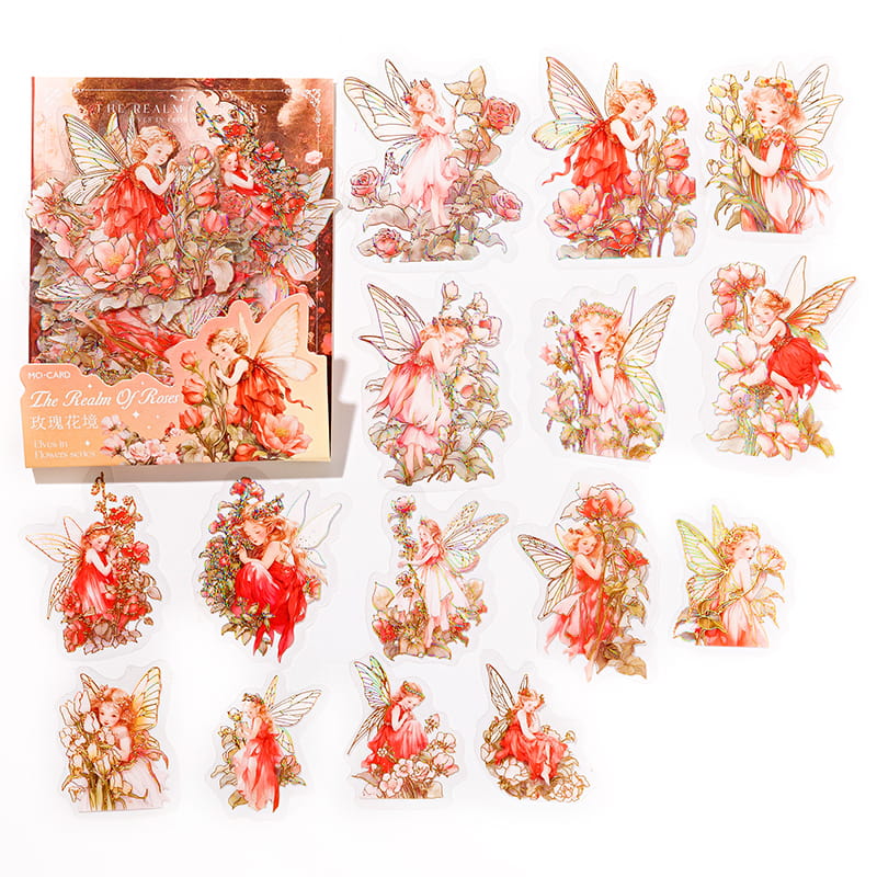 30 Stück Blumenfee-Stempel-PET-Aufkleber