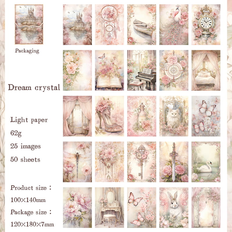 50 Pcs Alice in Wonderland Series Material Paper Pack