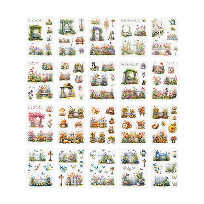 20 Sheets Pre-cut PET Sticker Book / Secret Garden