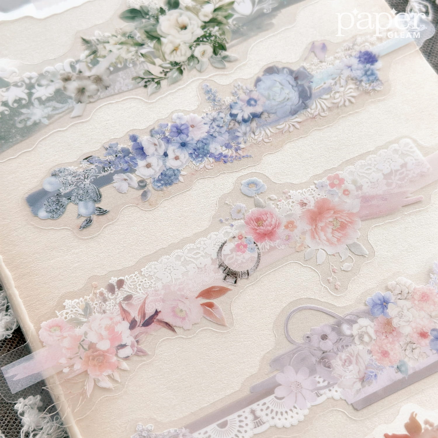 Lot de 20 autocollants vintage en PET avec bordure longue en dentelle