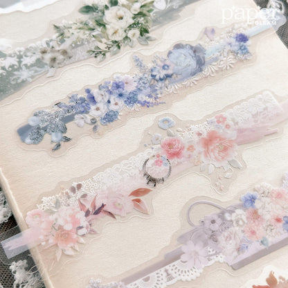 20 Pcs Vintage Long Lace Border PET Sticker Pack