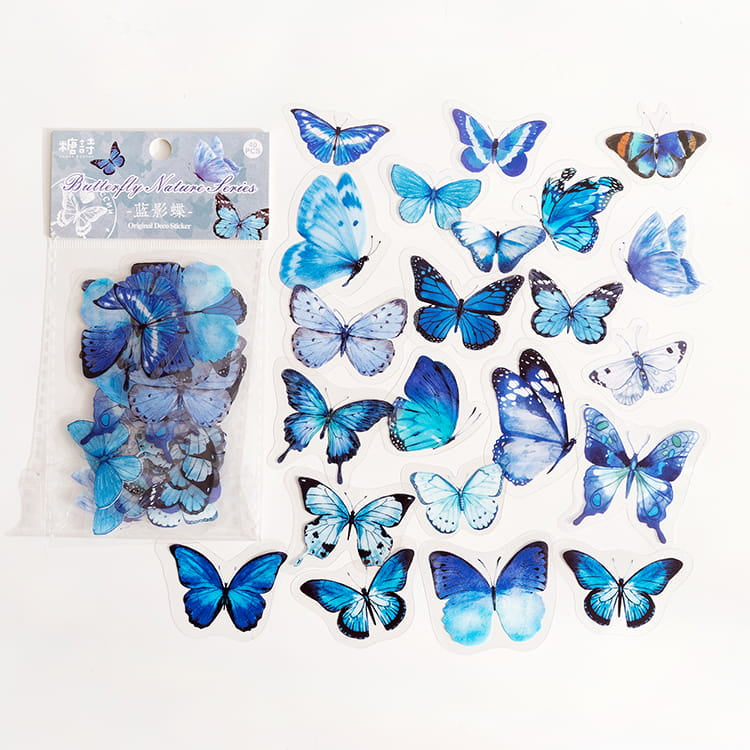 Lot de 40 autocollants papillons en PET