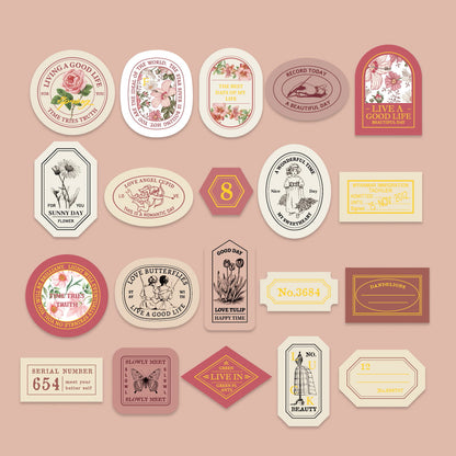 40 Pcs Boxed Vintage Bronzing Label Sticker