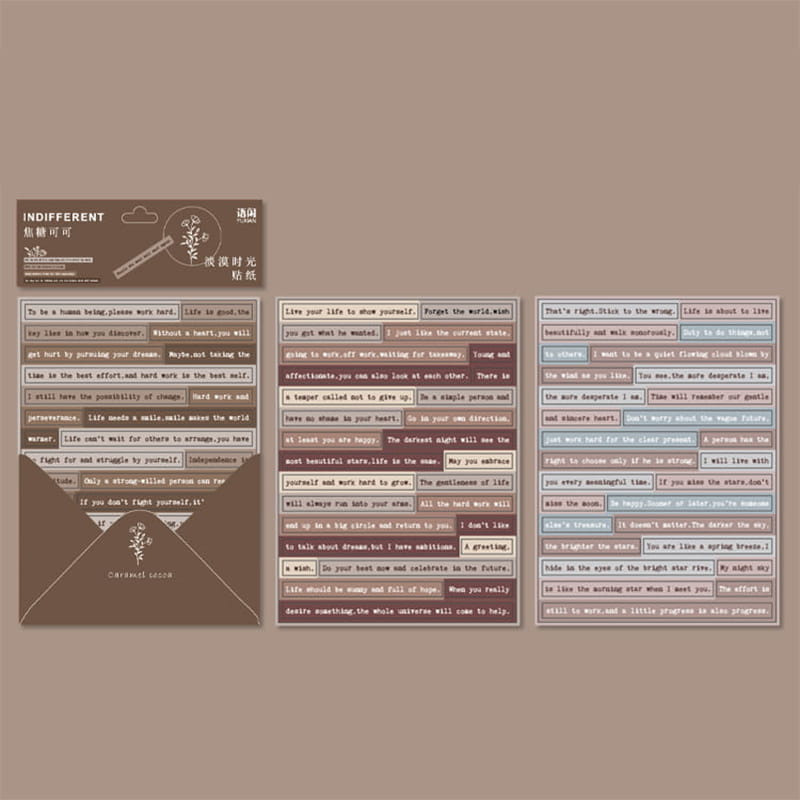 6 Sheets English Text Sticker Pack