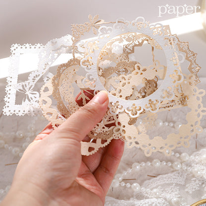 10 Pcs Laser-Cut Lace Design Paper Material Deco Pack