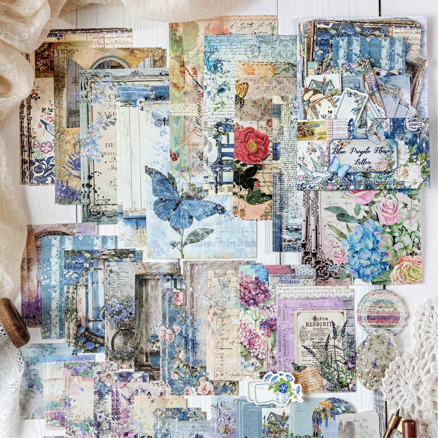 100 PCS Vintage Rustic Manor Series Material Pack