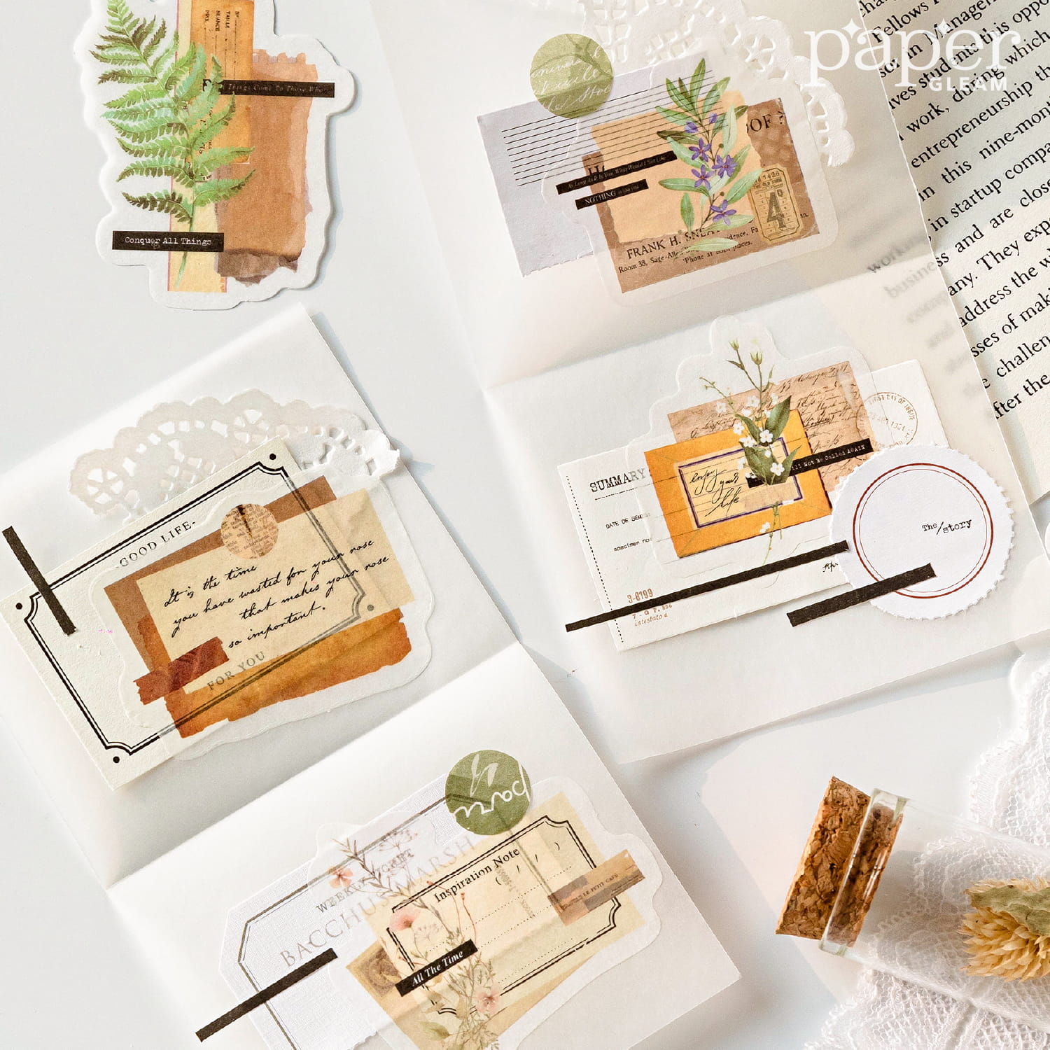 Lot de 30 autocollants en papier Washi de la série Collage 