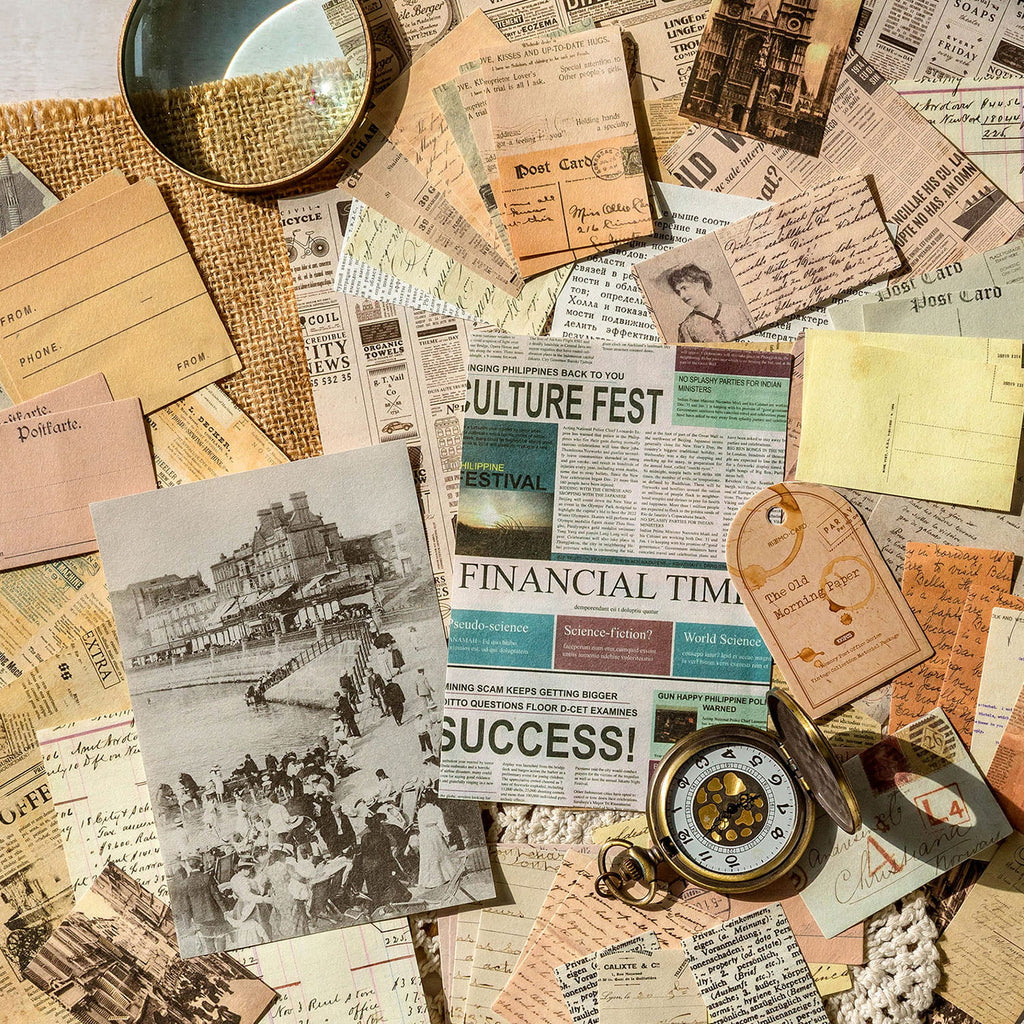 100 PCS Memory Post Office Vintage Scrapbook Paper Pack