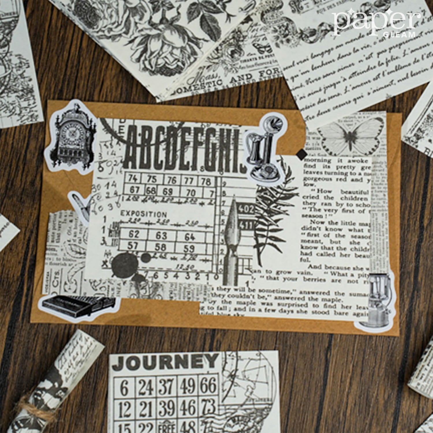Boîte de 100 feuilles de papier texturé vintage carrées