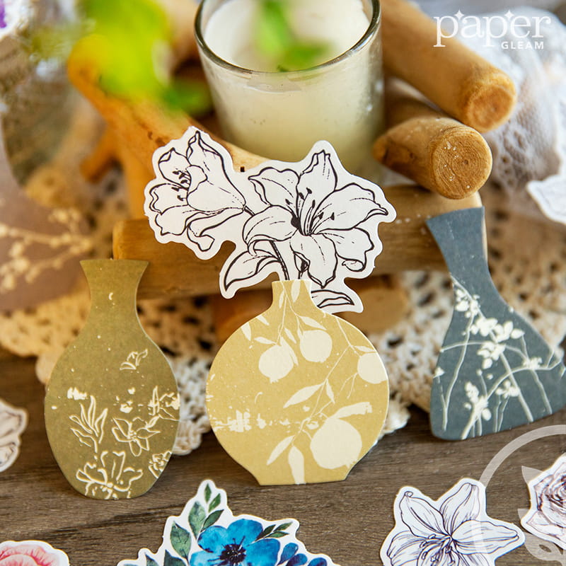 Vintage Floral&Vase Material Paper Pack (25 Pcs)