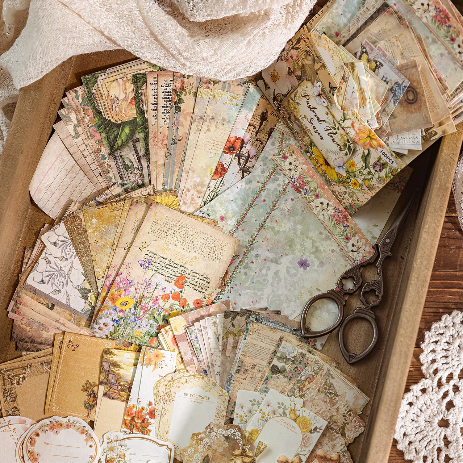 100 PCS Vintage Rustic Manor Series Material Pack