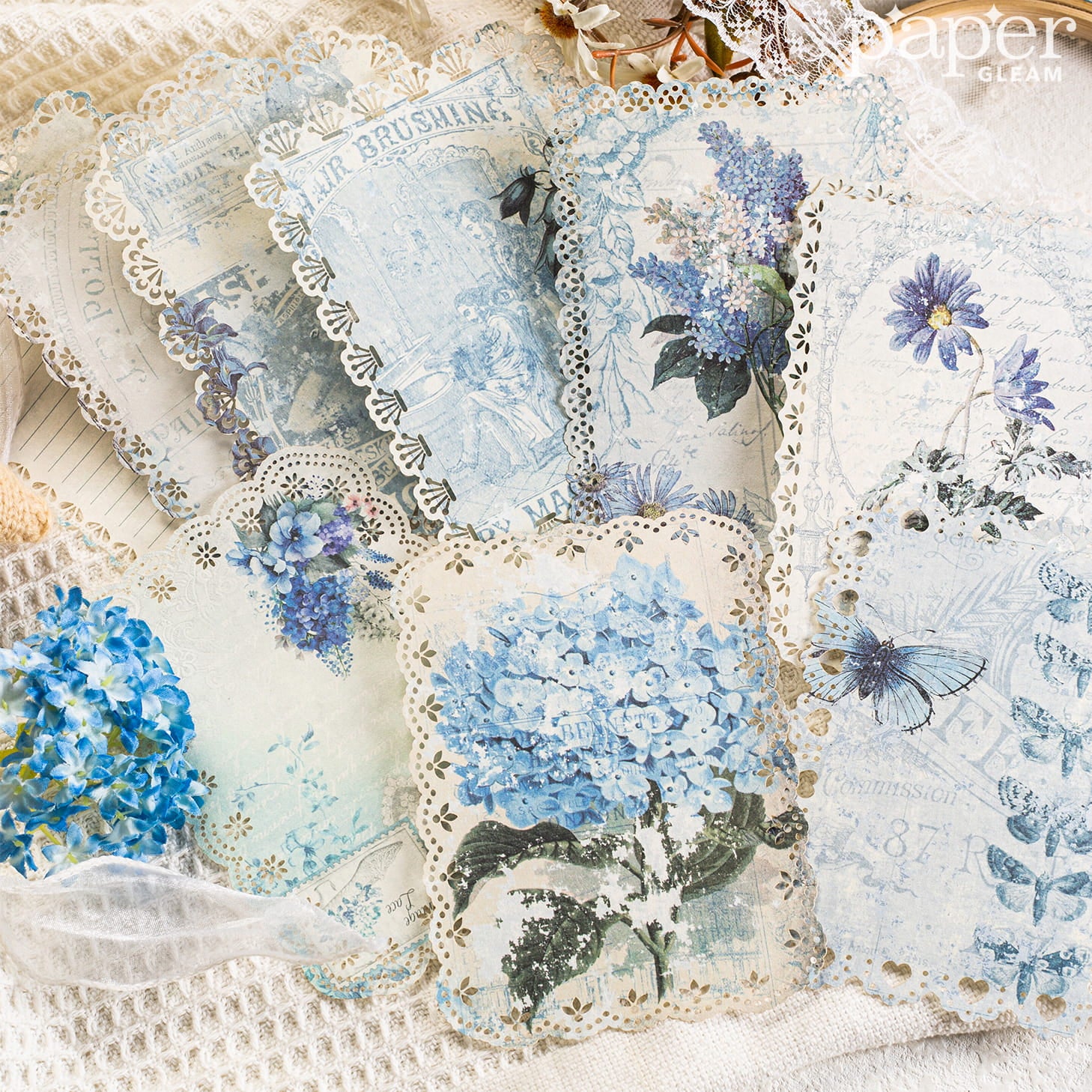 Lot de 10 feuilles de papier décoratives élégantes en dentelle ajourée 