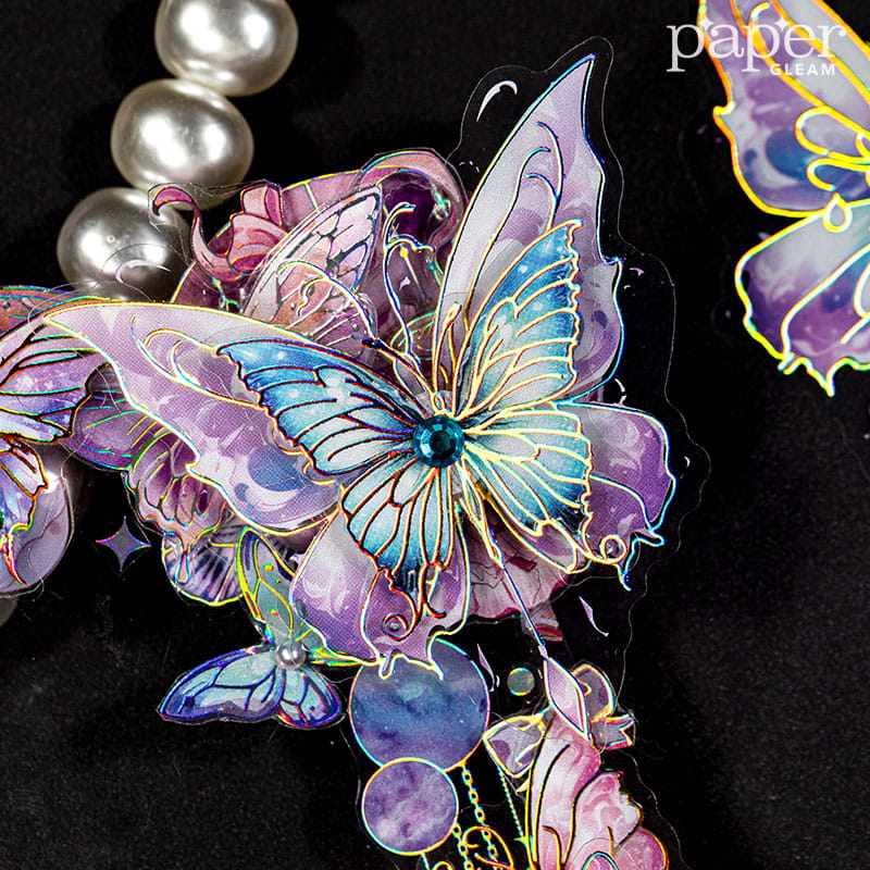 Lot de 20 autocollants PET à tamponner « Papillon's Dream »