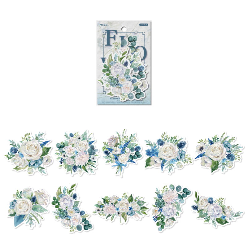 Washi-Aufkleber mit Laser-Silberfolie und Blumenmotiv (20 Stück)