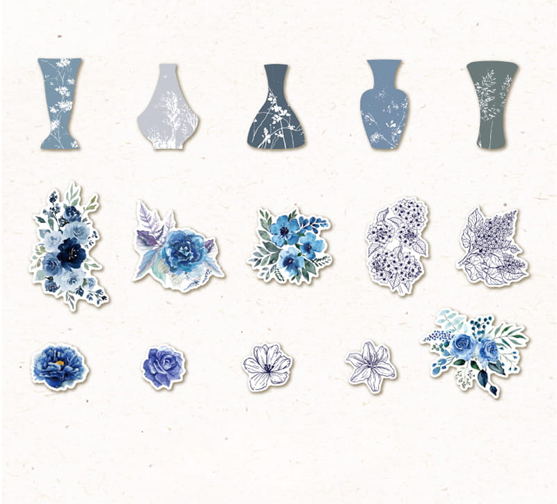 Vintage-Papierpaket mit Blumen- und Vasenmaterial (25 Stück)