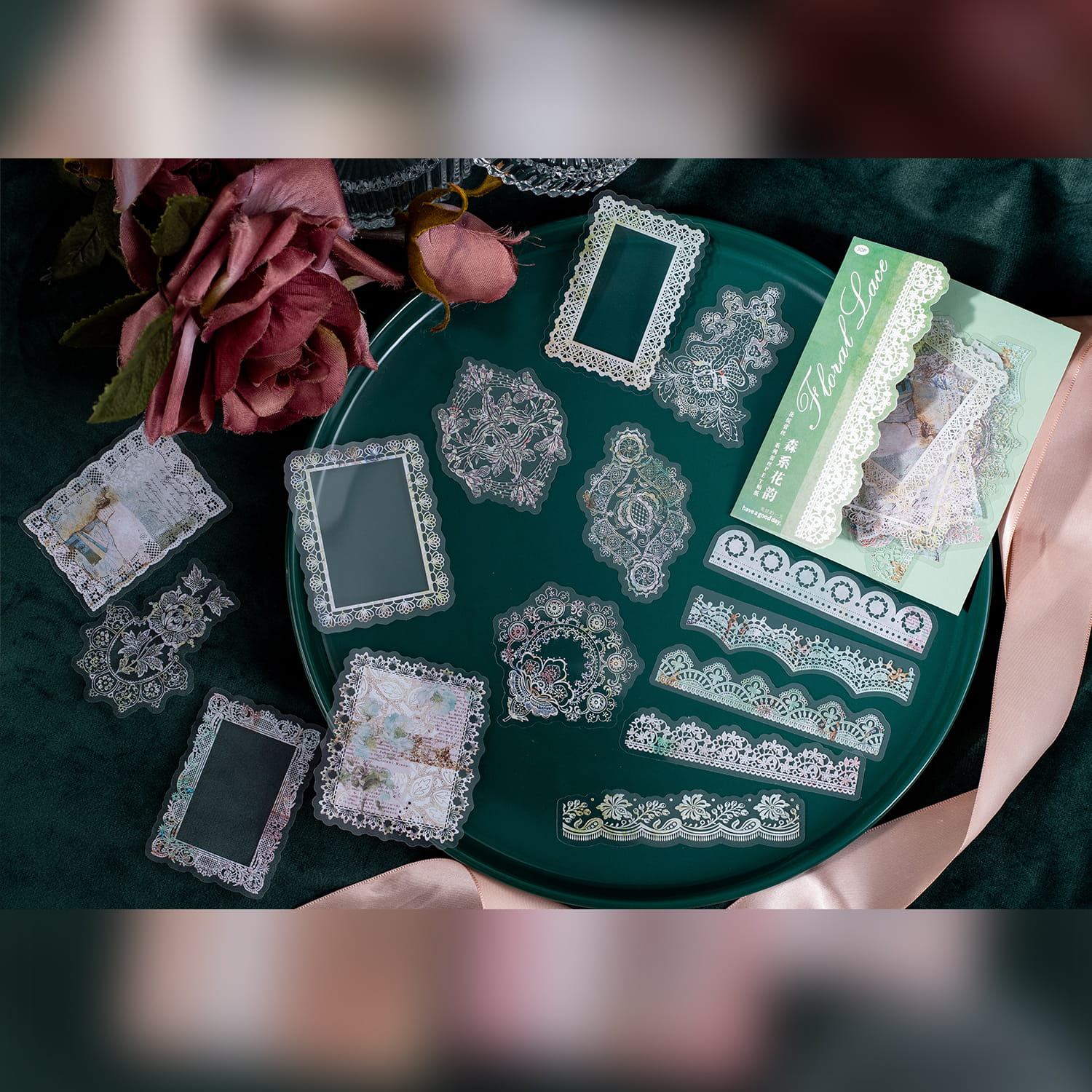 Hohle PET-Aufkleber der Lace-Serie (30 Stück)