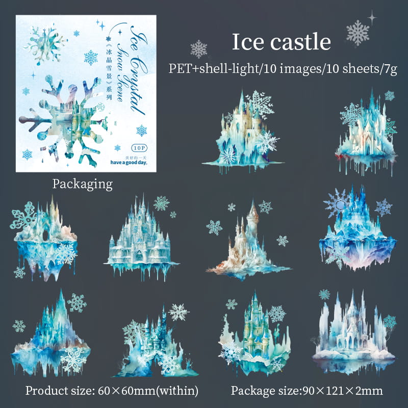 10 Stück Winter-Themen-PET-Aufkleberpaket 