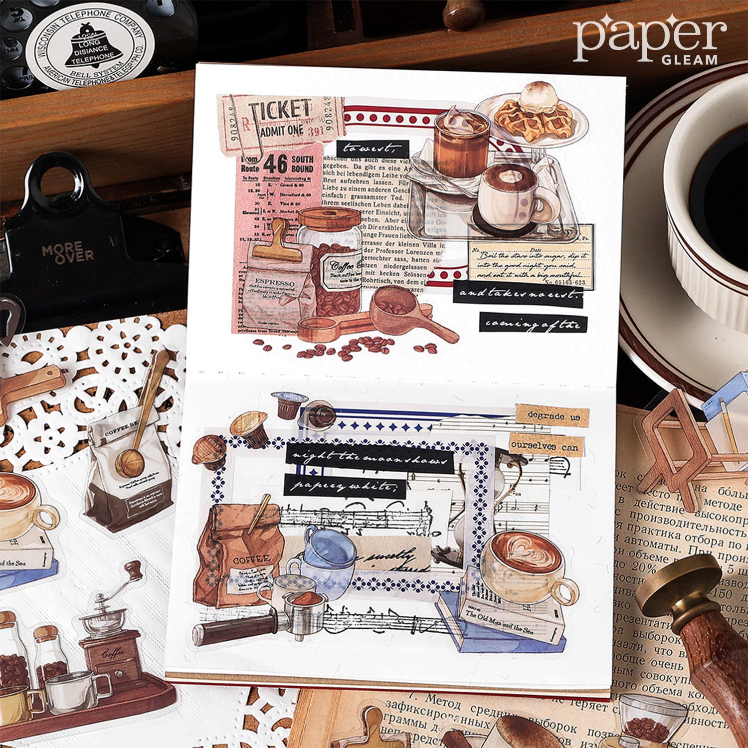 40 Stück Vintage Objects Deko PET Sticker Pack 