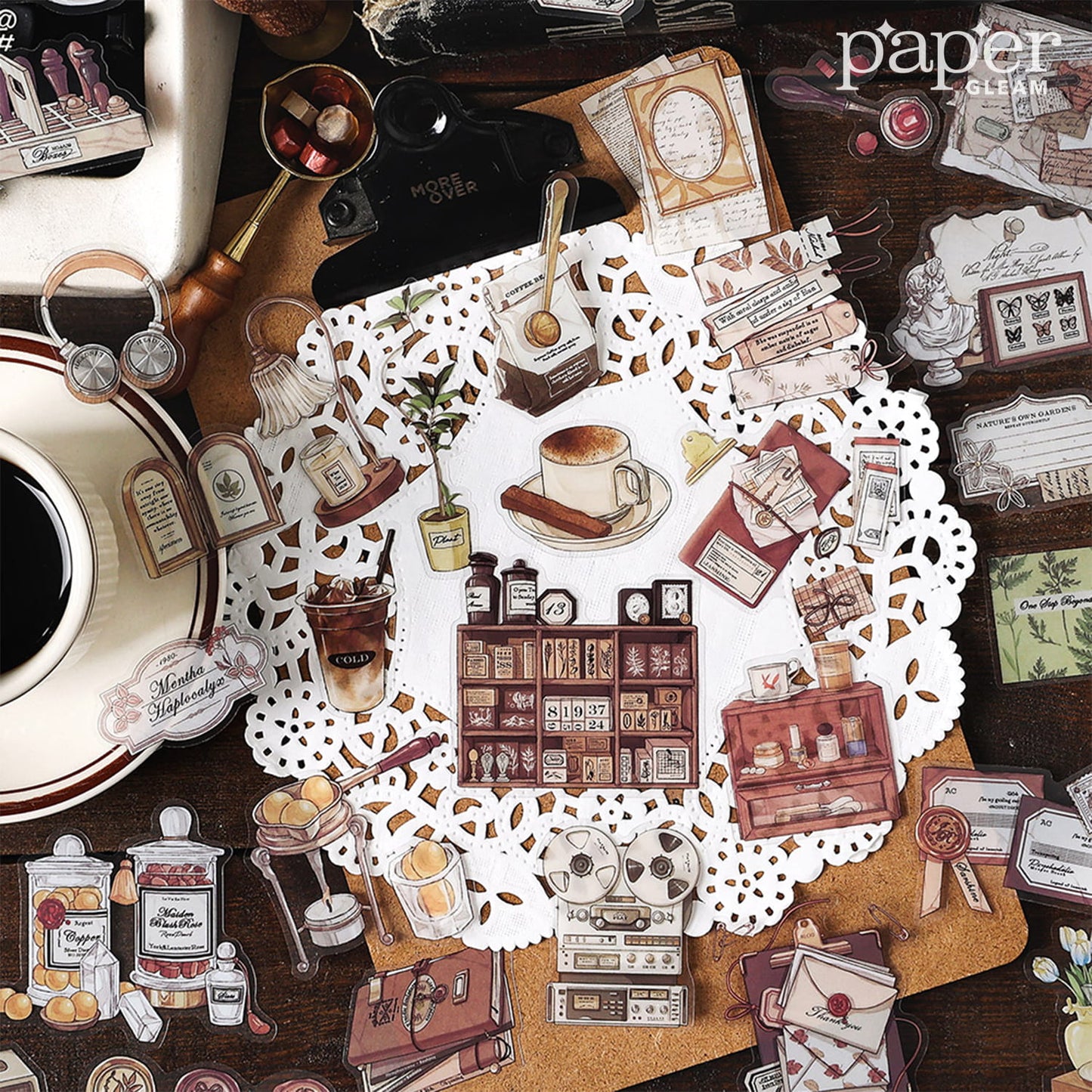 40 Pcs Vintage Objects Deco PET Sticker Pack