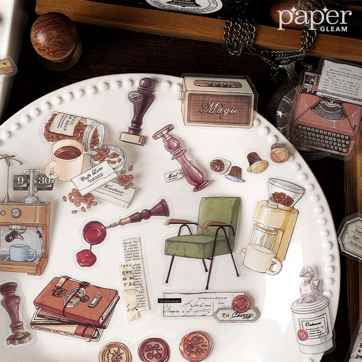 40 Pcs Vintage Objects Deco PET Sticker Pack