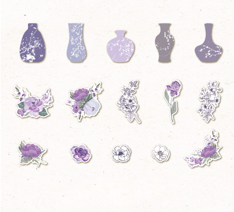 Vintage-Papierpaket mit Blumen- und Vasenmaterial (25 Stück)