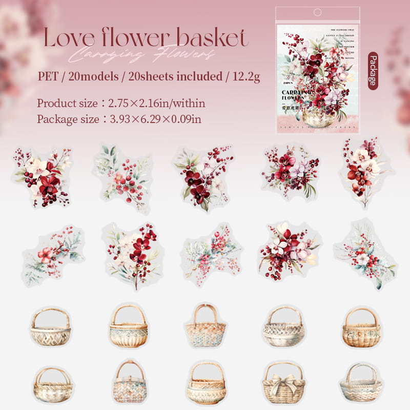 Vasen &amp; Zweige PET-Aufkleber (20 Stück)