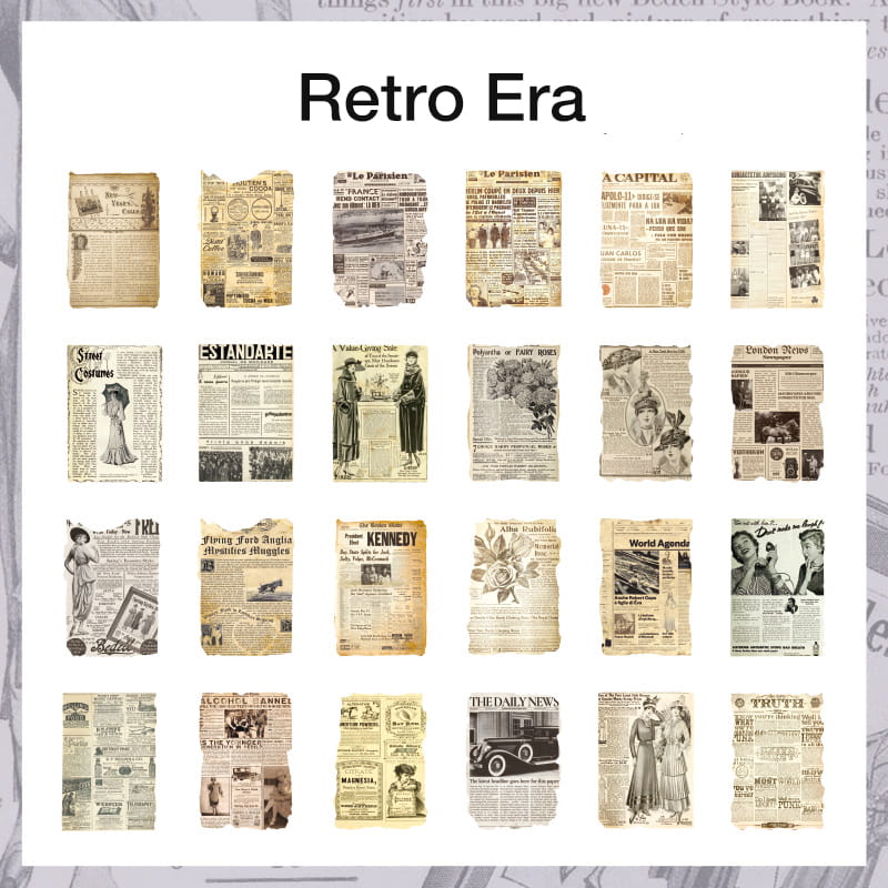 Retro Grey Sticker 24 Pcs Self-adhesive Retro Sticker Pack – PaperGleam