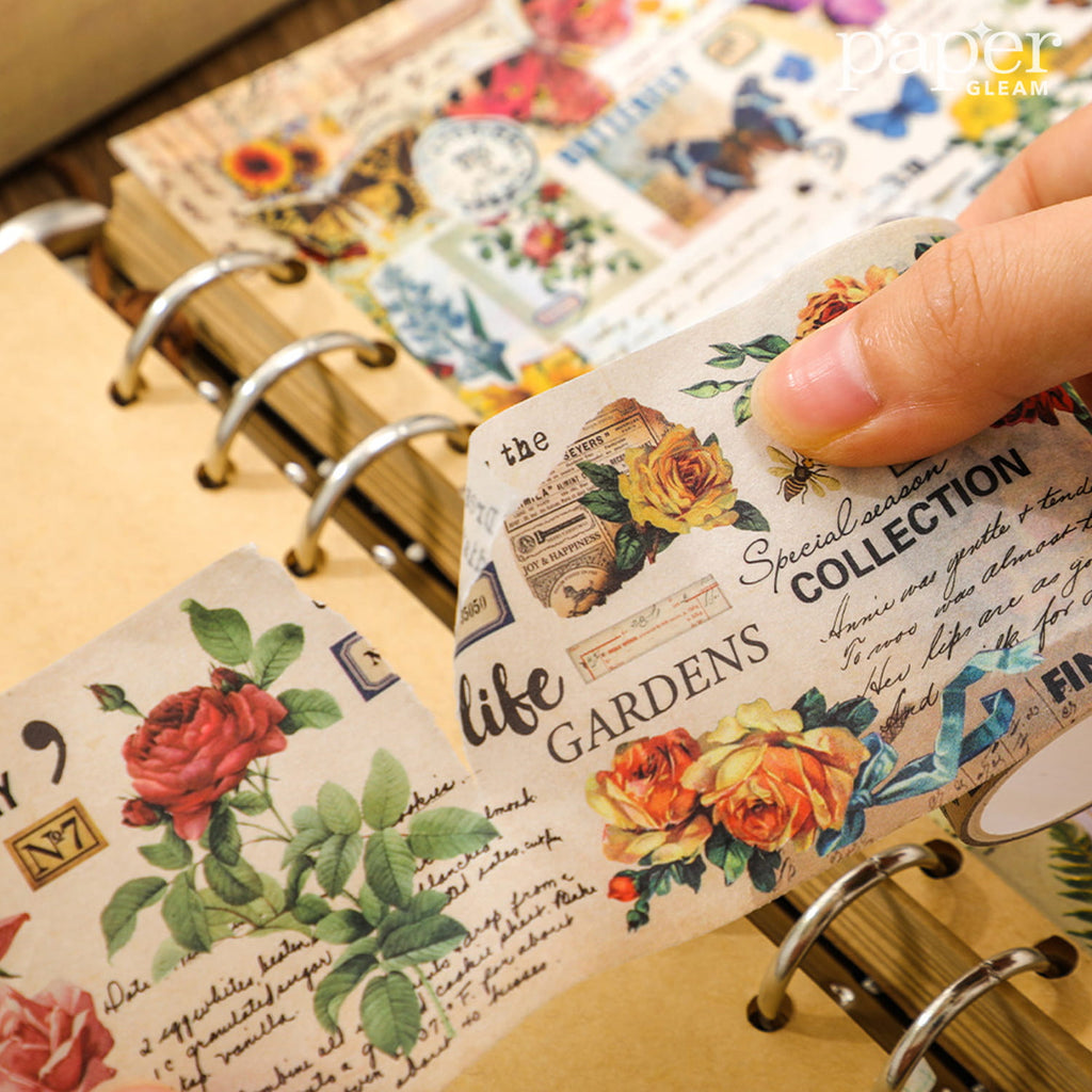 Vintage Plant & Christmas Washi Tape Set (20 Rolls)