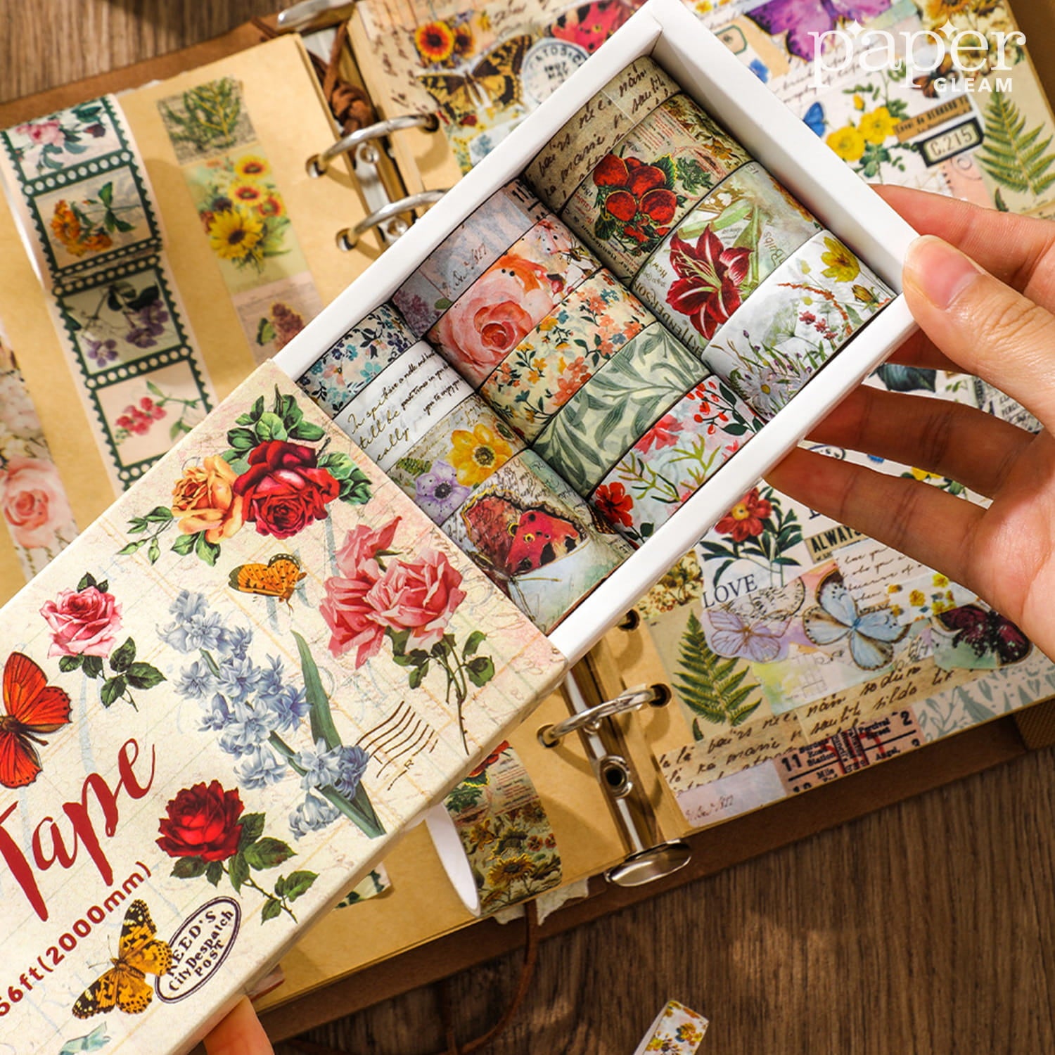 Vintage Plant & Christmas Washi Tape Set (20 Rolls)