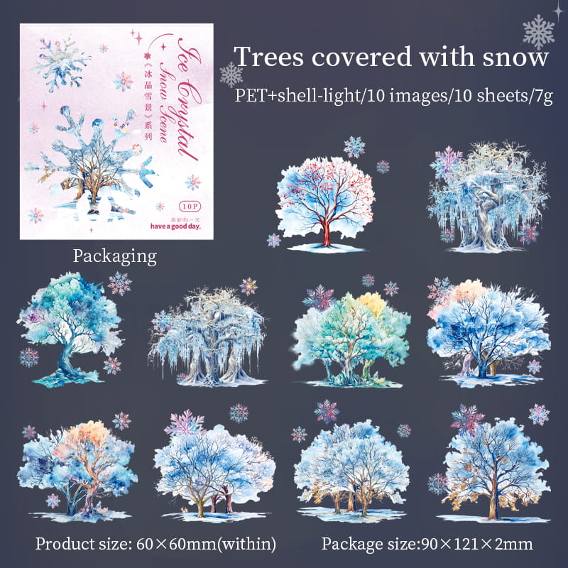 10 Pcs Winter Theme PET Sticker Pack