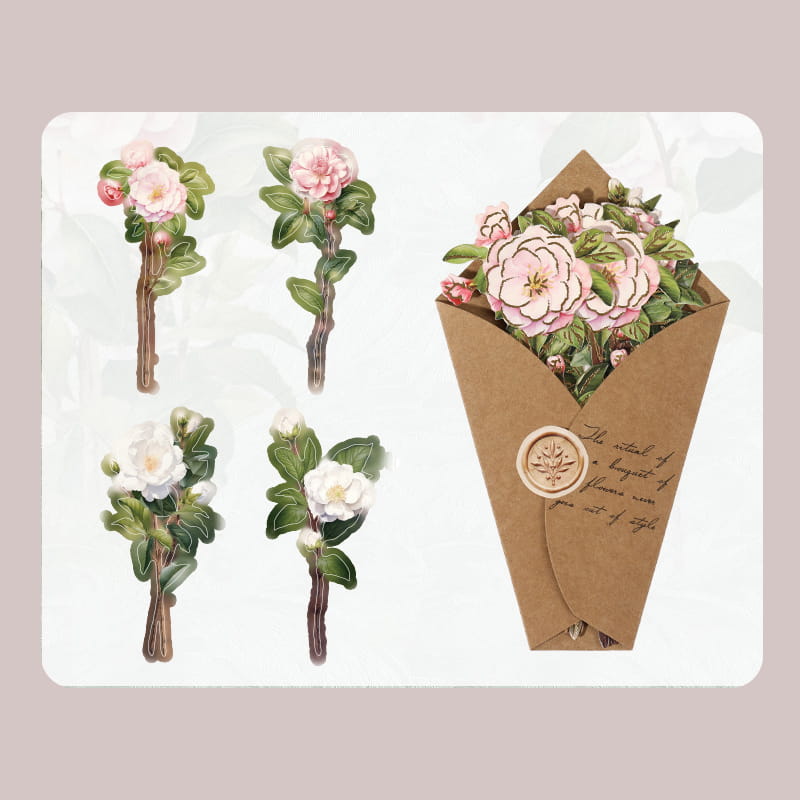 Vorgeschnittene Blumenkarten mit Goldfolie (8 Stück)