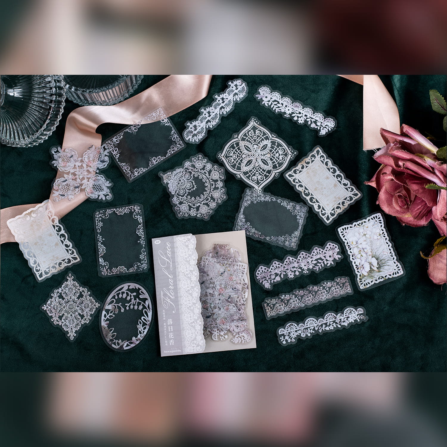 Hohle PET-Aufkleber der Lace-Serie (30 Stück)