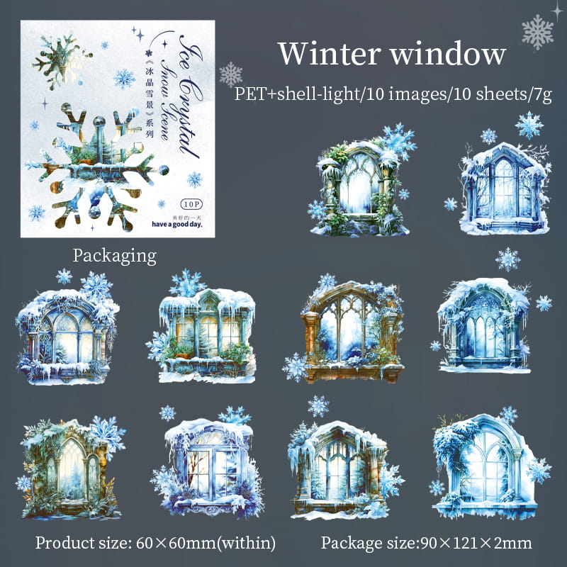 10 Pcs Winter Theme PET Sticker Pack