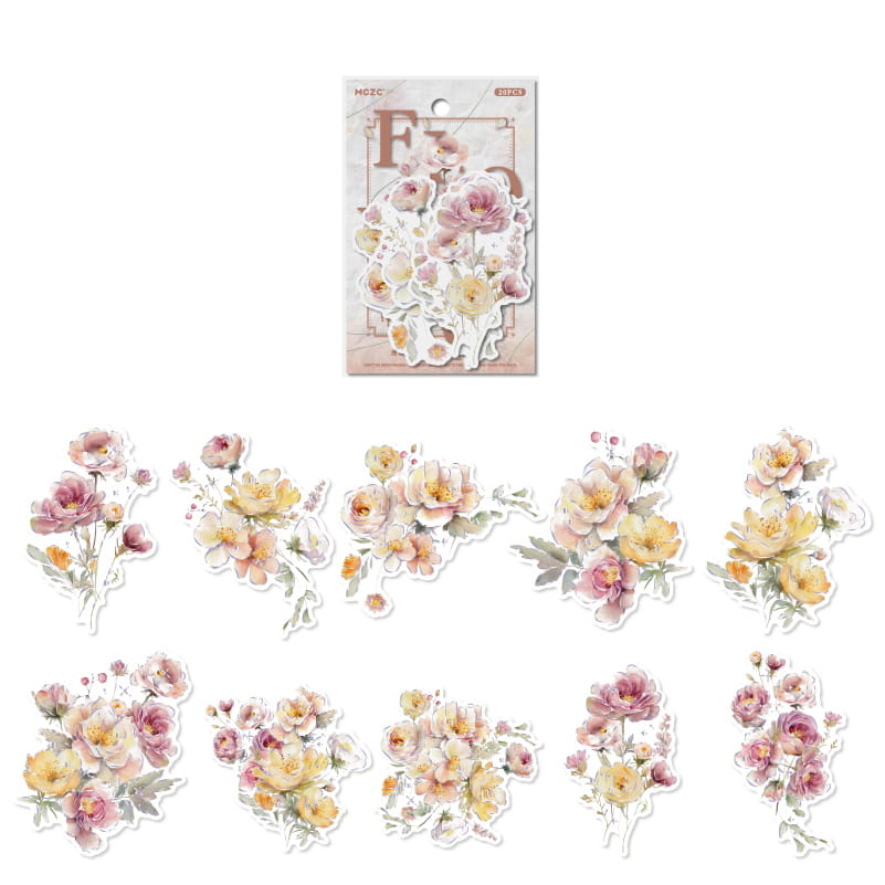 Washi-Aufkleber mit Laser-Silberfolie und Blumenmotiv (20 Stück)