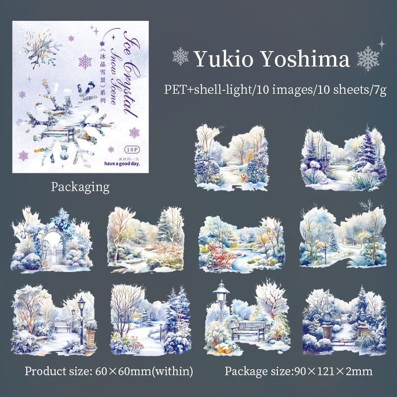 10 Pcs Winter Theme PET Sticker Pack