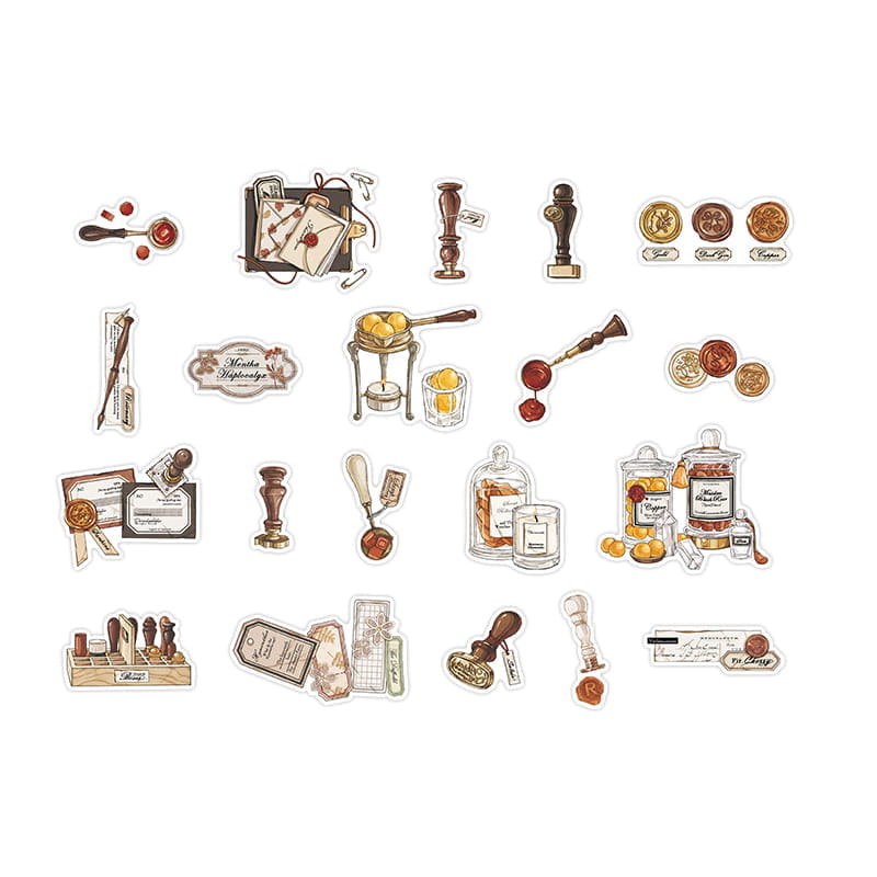 40 Pcs Vintage Objects Deco PET Sticker Pack