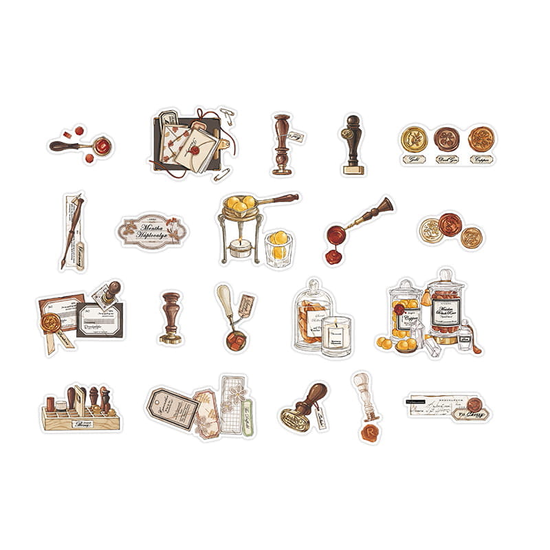 40 Stück Vintage Objects Deko PET Sticker Pack 
