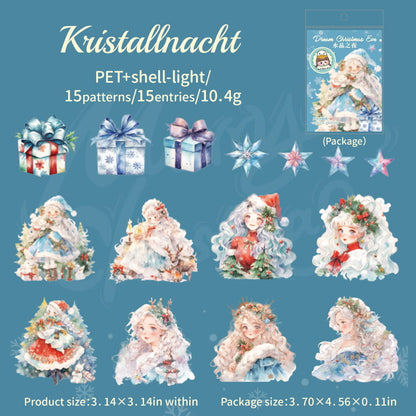 15 Pcs Fairy of Christmas Stamping PET Stickers