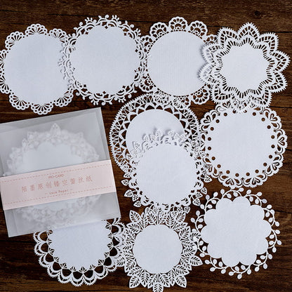 10 Pcs Hollow-out Lace Decorative Paper Pack